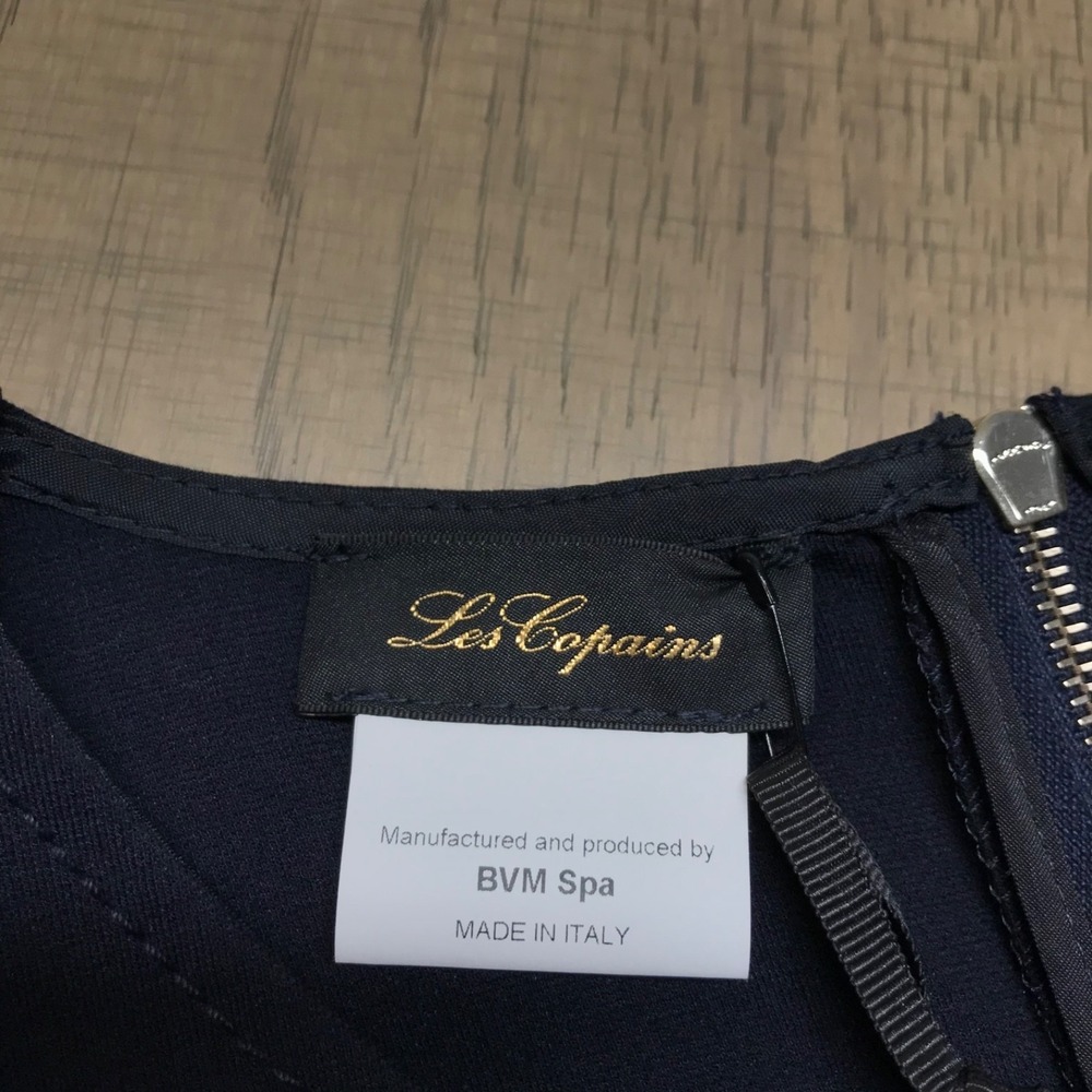 Les Copains Dress Womens Size 46 US 10-12 Navy Blue BVM Spa Sheath Back Zip NEW - Picture 5 of 16